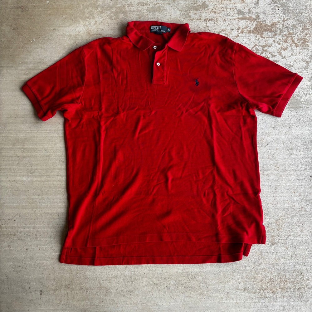 Polo Ralph Lauren Mens XL Red Short Sleeve Pique Knit Pony Logo Polo Shirt